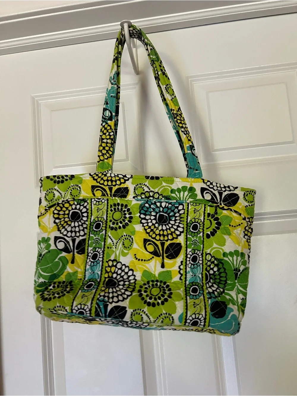Vera Bradley Green, Yellow & Teal and Black Floral Quilted Tote